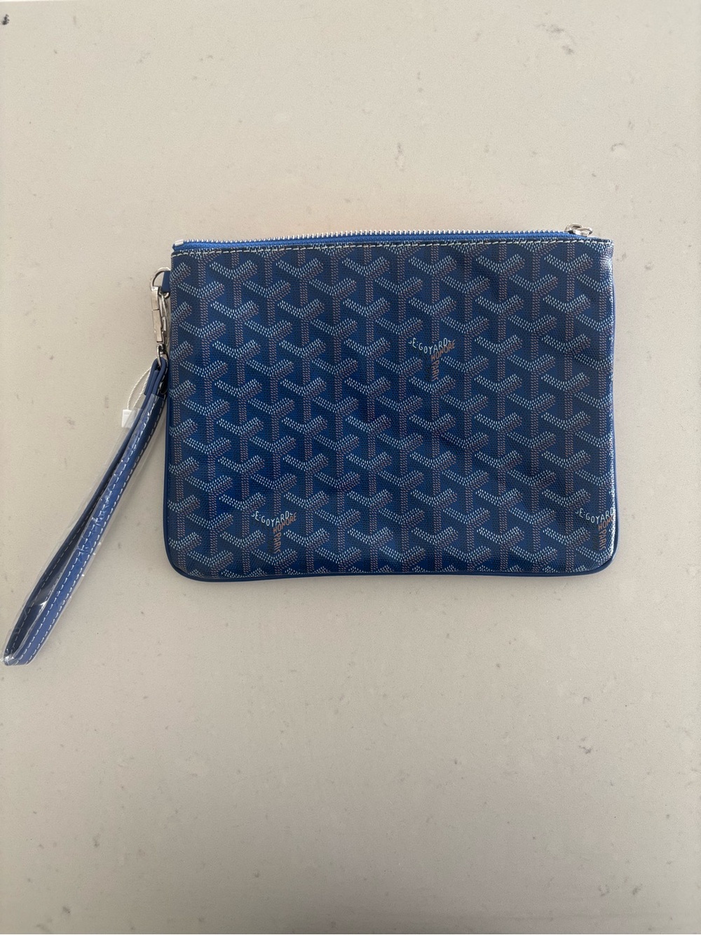 Blue Clutch Bag with Orange Inside